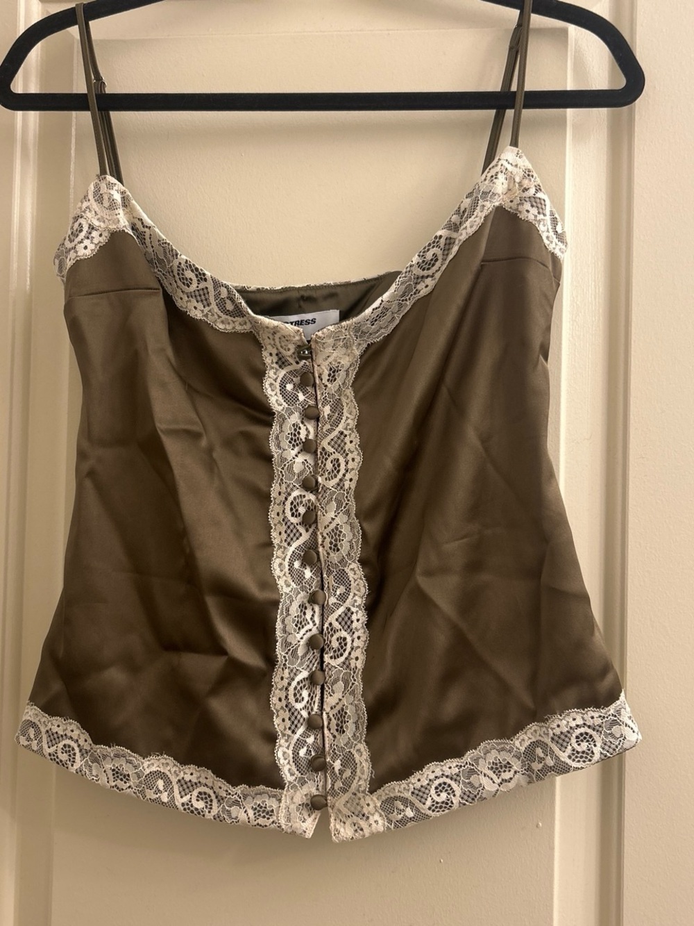 Olive Green Lace-Trim Cami Top